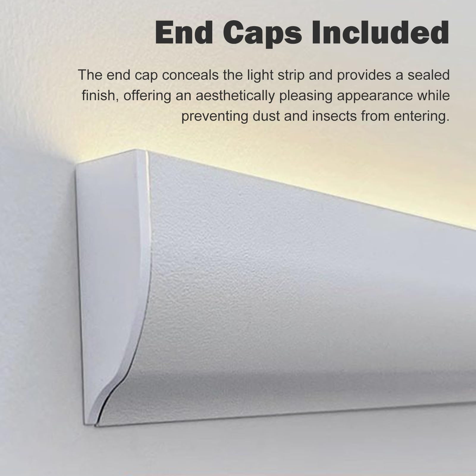 Canale con striscia luminosa a LED in alluminio galleggiante, baia di luce a corona interna ambientale montata su superficie for decorazioni da parete, profilo di illuminazione(White,17.0m)