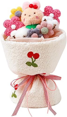 Miniatura 7 de Ramo de felpa de plantas rellenas de flores lindas con luces LED de dibujos animados para cumpleaños, día de San Valentín (A)