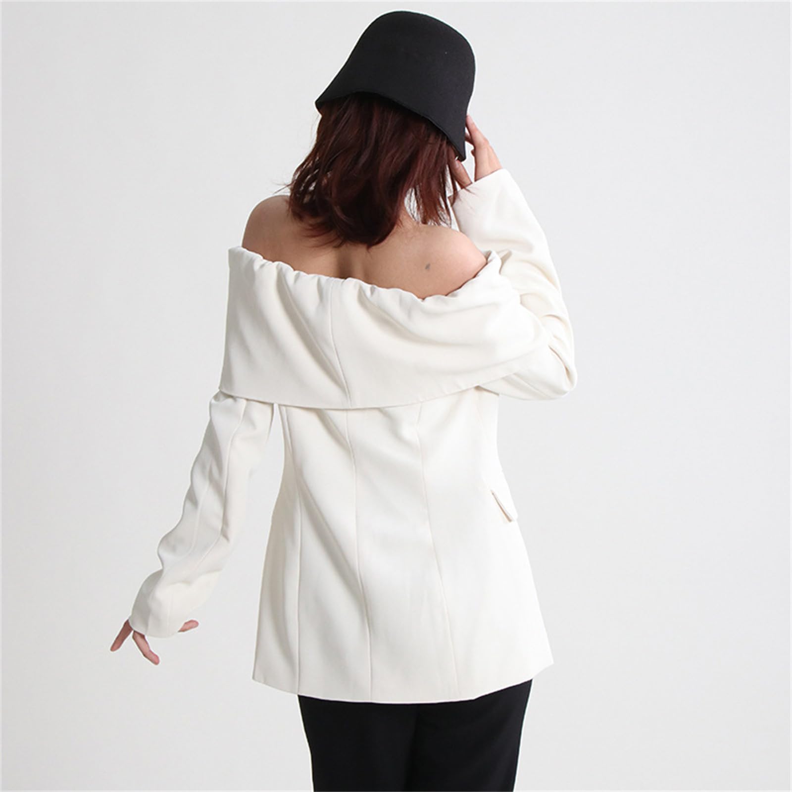 Blazer de hombro para mujer, blazers para mujer, para el trabajo, casual, a la moda, con hombros descubiertos, chaqueta tipo blazer con frente abierto