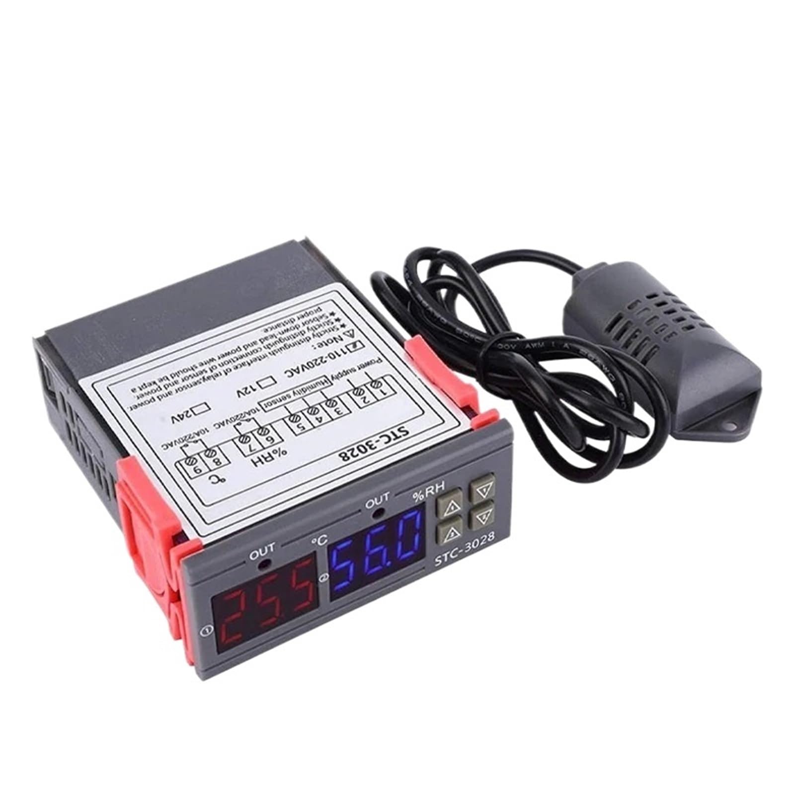 Controlador de temperatura digital STC-1000/3028 de 12/24/220 V for incubadora, relé LED, termostato de calefacción y refrigeración.