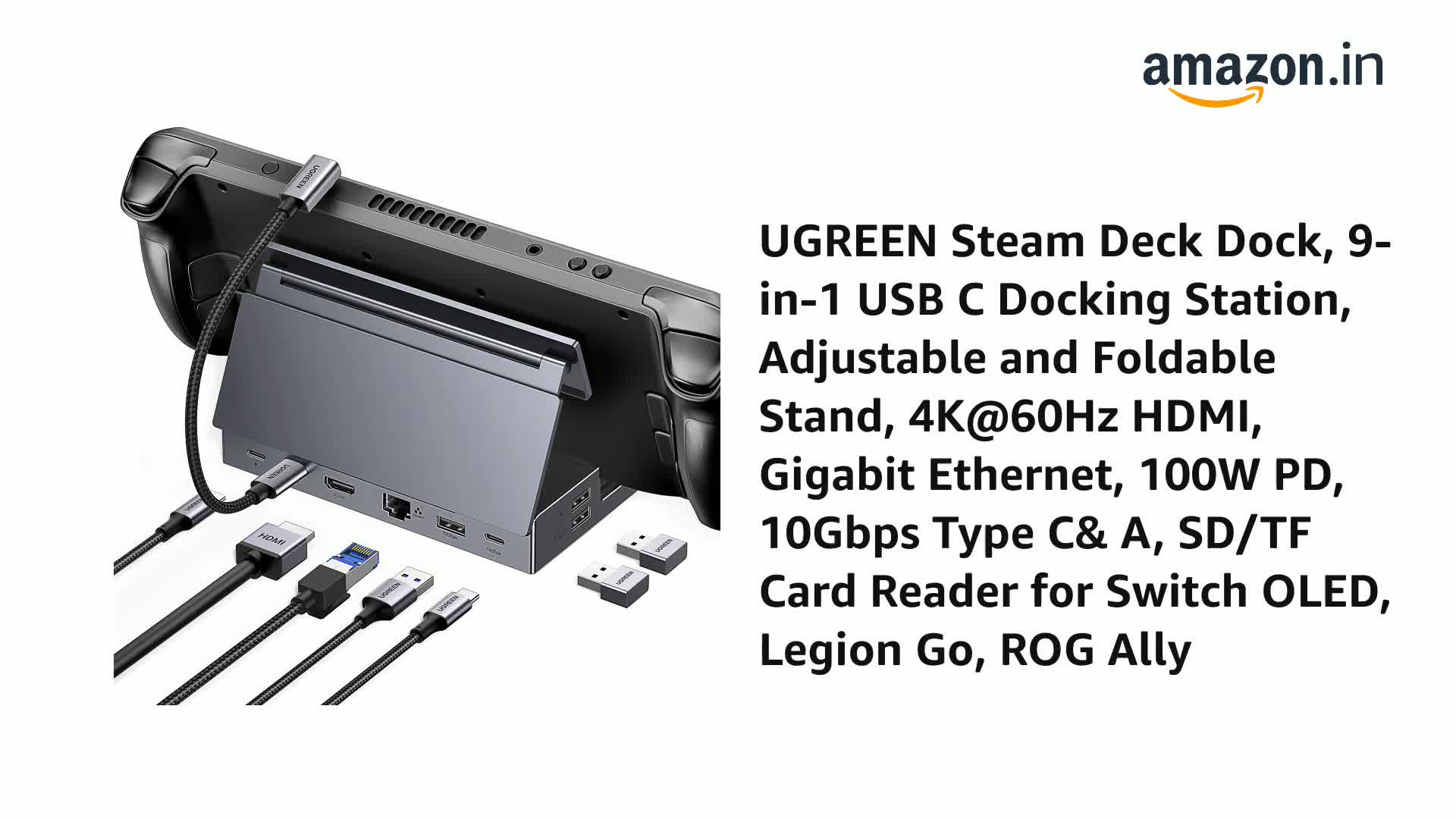 UGREEN Steam Deck Dock, 9-in-1 USB C Docking Station