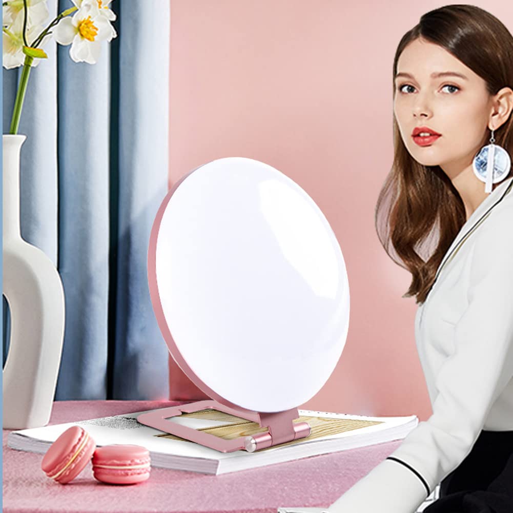 Lampe De Luminothérapie, 10000Lux Lampe Lumière Du Jour, Avec 3 Modes De Couleur 5 Niveaux De Luminosité & Gradation En Continu, Spectre Complet Lampes Tristes Pour Dépression,Rose