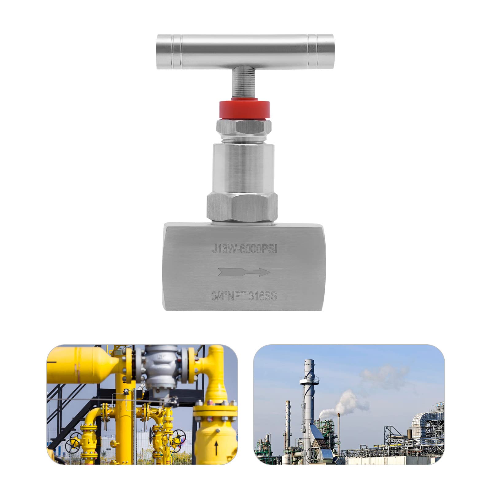 Stainless Steel 316 Straight Needle Valve, 2 Port Heavy Duty Industrial Hydraulic Flow Control Valve,3/4
