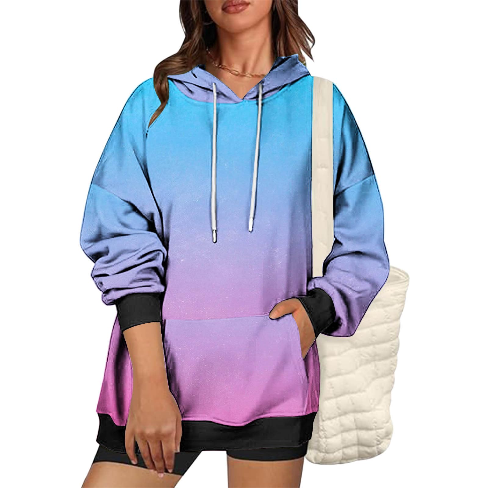 Sweat à Capuche Femme Casual Sweats Slim Fit Sweat-Shirt avec Cordon Outerwear Léger Streetwear Classique aux Couleurs Assorties Veste à Manches Longues Haut Couleur Unie Mode Automne Vêtements