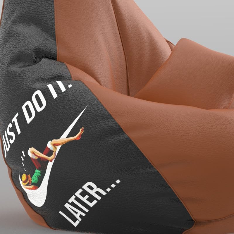 Image of Biggie Bean Bag Chair with Beans Filled 4XL Evergreen Classics Bean Bag-Loud Prints-Soft Landings-Styled with Free Cushion & Footrest (Matching Color : Printed Do It Later-Tan-Brown)