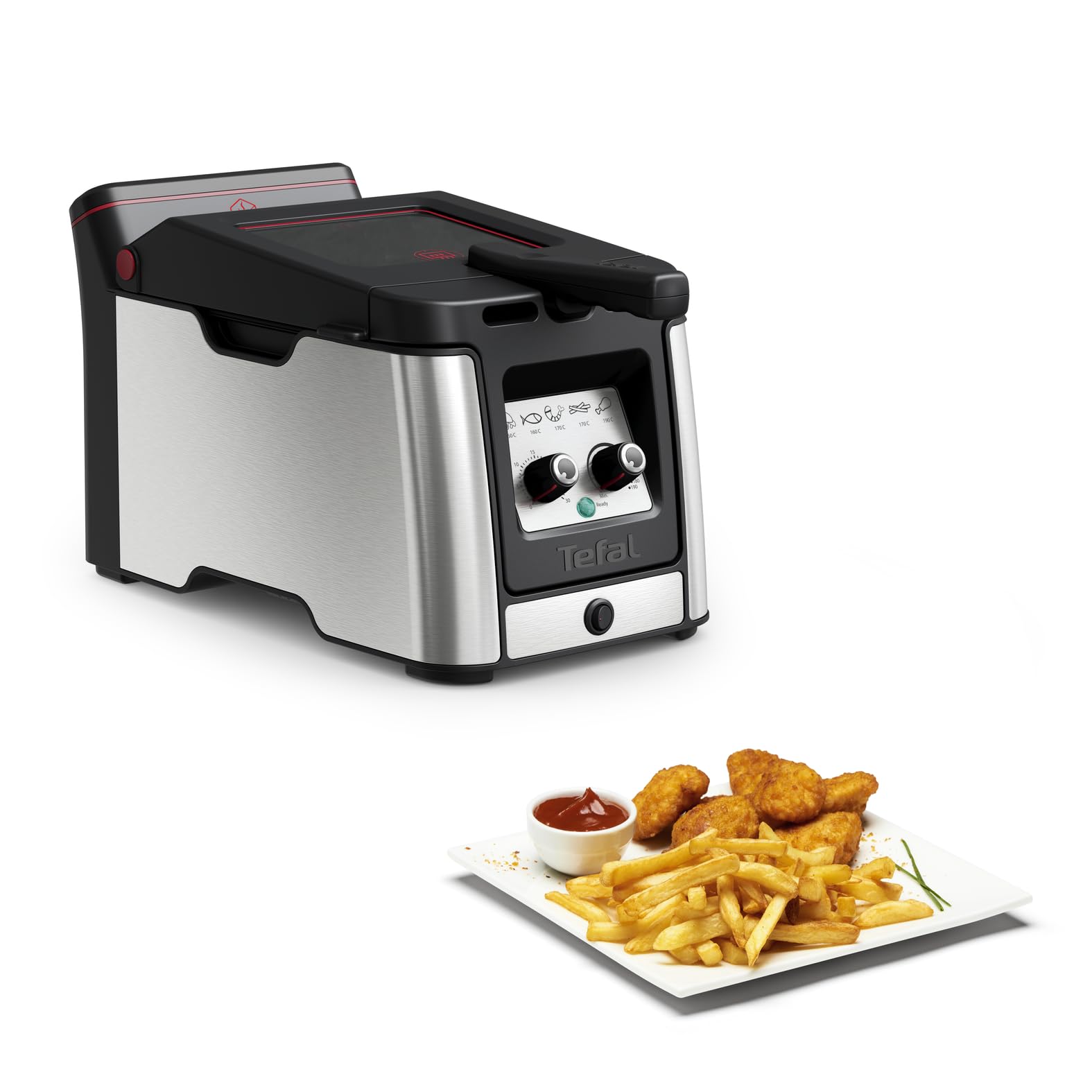 Tefal Clear Duo Friteuse bain d’huile, Moins de fumée et d'odeurs, Hublot anti-buée, Température réglable, Minuteur de 30 min, Grande capacité, Éléments amovibles compatibles lave-vaisselle FR600D10