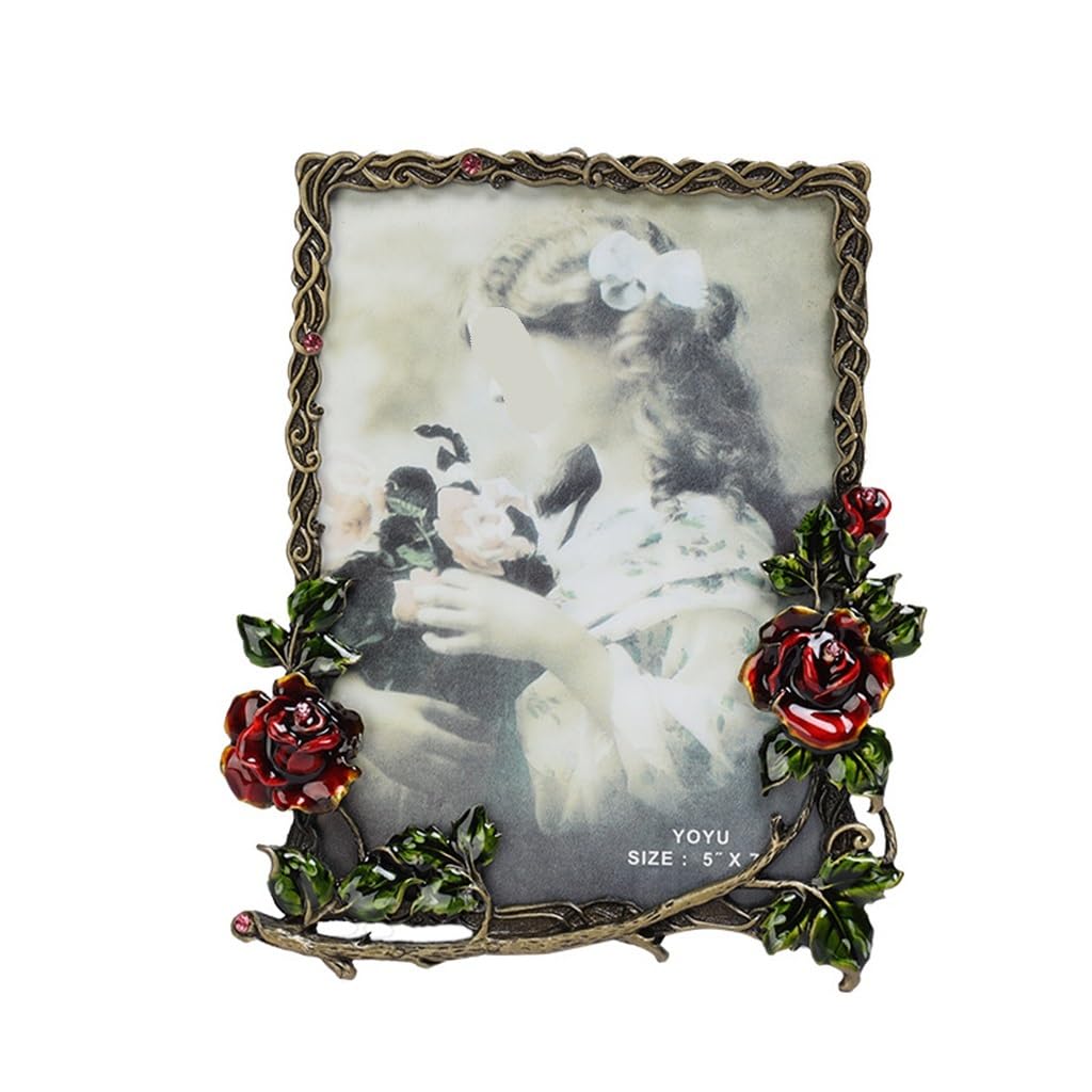 Picture Frames, Vintage Rose Metal Photo Frame Set Home Decorative(6inches)