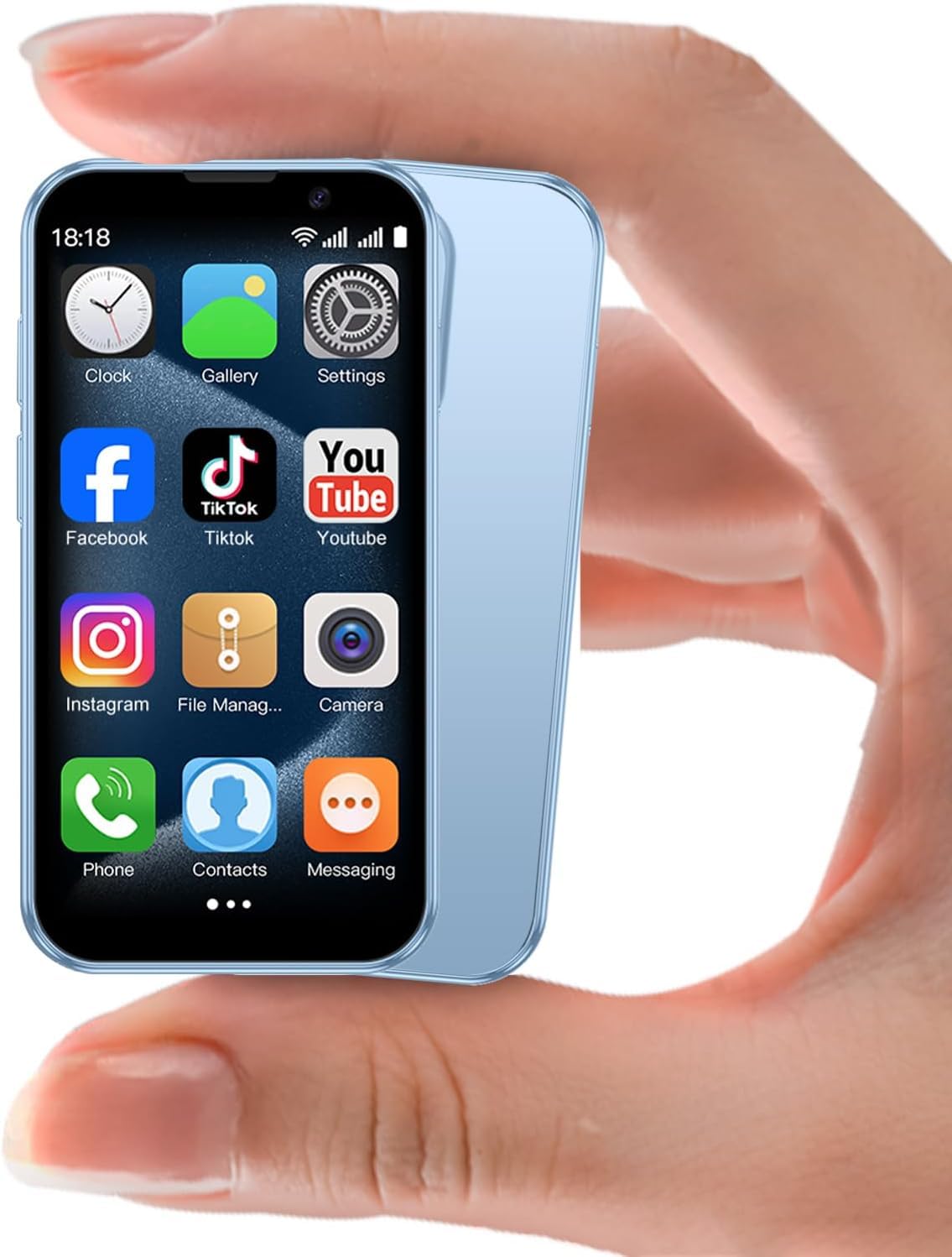 Photo 1 of Zylofy Mini Phone 3.0" Unlocked Mini Smartphone for Kids World's Smallest Cell Phone Quad Core Dual Sim Card Face ID Android Compact Small Mobile Phones for Student Pocket 2GB+16GB Blue