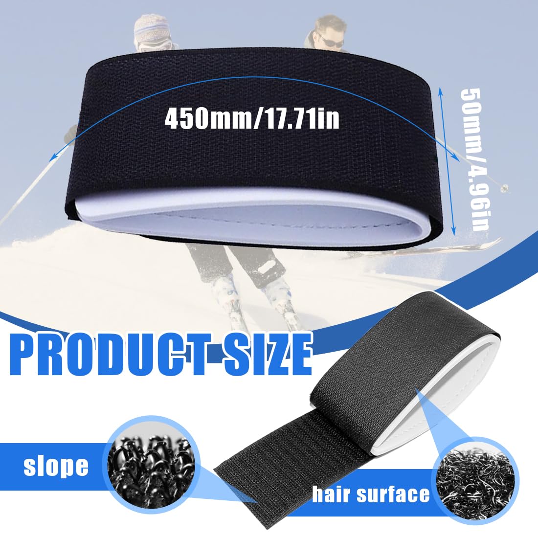 NHQ 6 Pièces Sangle de Ski,Dispositif Retenue Frein Ski,Attache Ski,Snowboard Binding Straps,Ski à Sangle de Transport Réglable,Bande de Fixation Nylon,pour Snowboard,L'alpinisme,en Plein Air