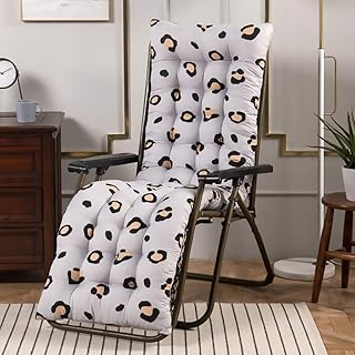 Grueso Patio Portátil Cojín Tumbonas El Jardín GRUESO ACOLCHADO Lavable Cojín Reclinable Cojines Silla Mecedora Para Día Festivo Relajarse,Cojín Silla Respaldo Alto Leopardo 48x155cm (19x61inch)
