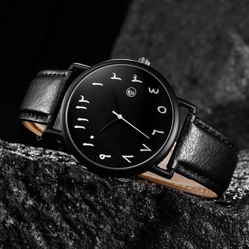 Image of Havilah Big Plate Arab Numbers Scales Watch for Men Arab Number Watch White Black