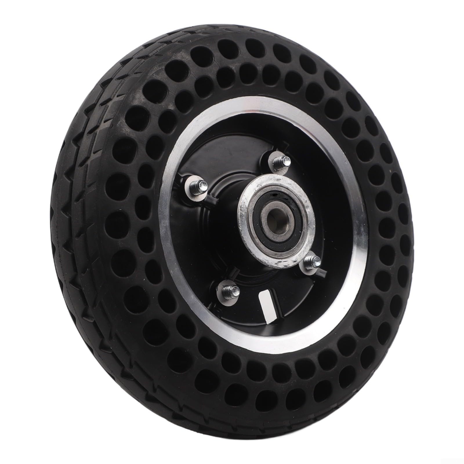 Hasaller 7 Inch Solid Tire for Electric Scooter and Wheelchair 7x2 Full Wheel Airless Puncture Proof Rubber with Aluminum Alloy Rim Black or Red Color Replacement Front Rear Wheel(black 10mm)
