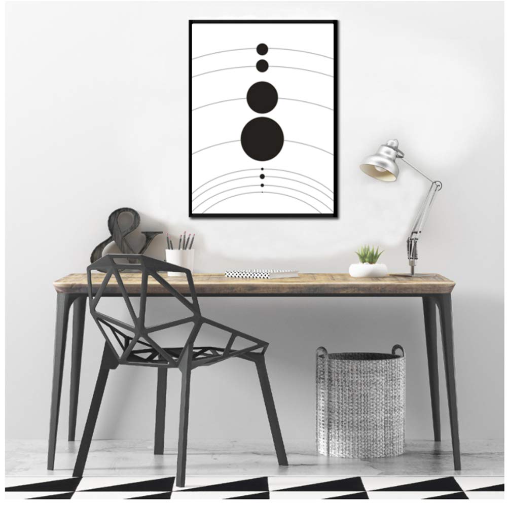 Solar System Planet Posters Universe Canvas Painting Wall Art Black and White Prints Pictures for Kids Room Home Decor-50x70cm No Frame