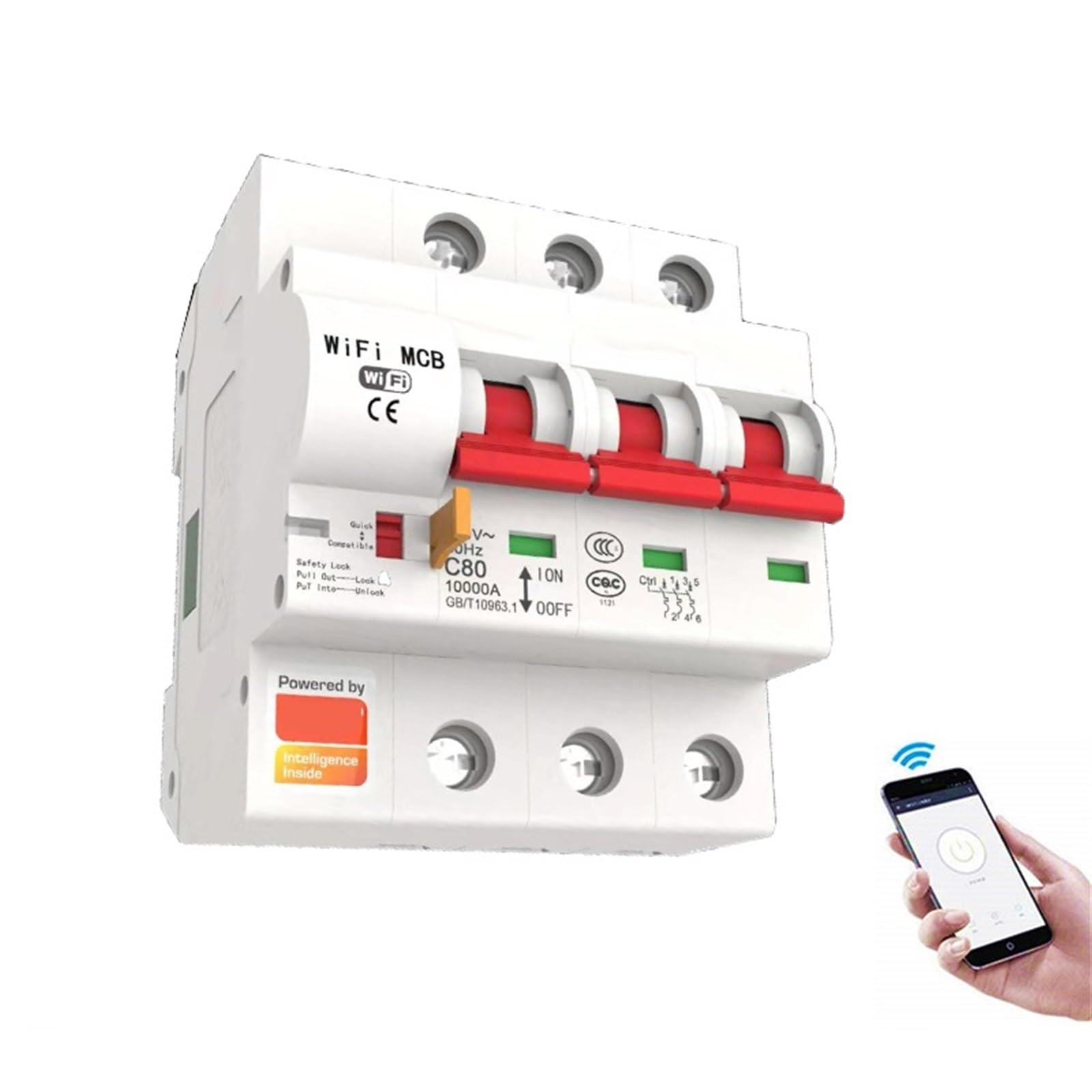 Smart Life 16A Interruttore Automatico WiFi Intelligente Protezione da cortocircuito Interruttore WiFi con Telecomando Compatibile(3P 16A)