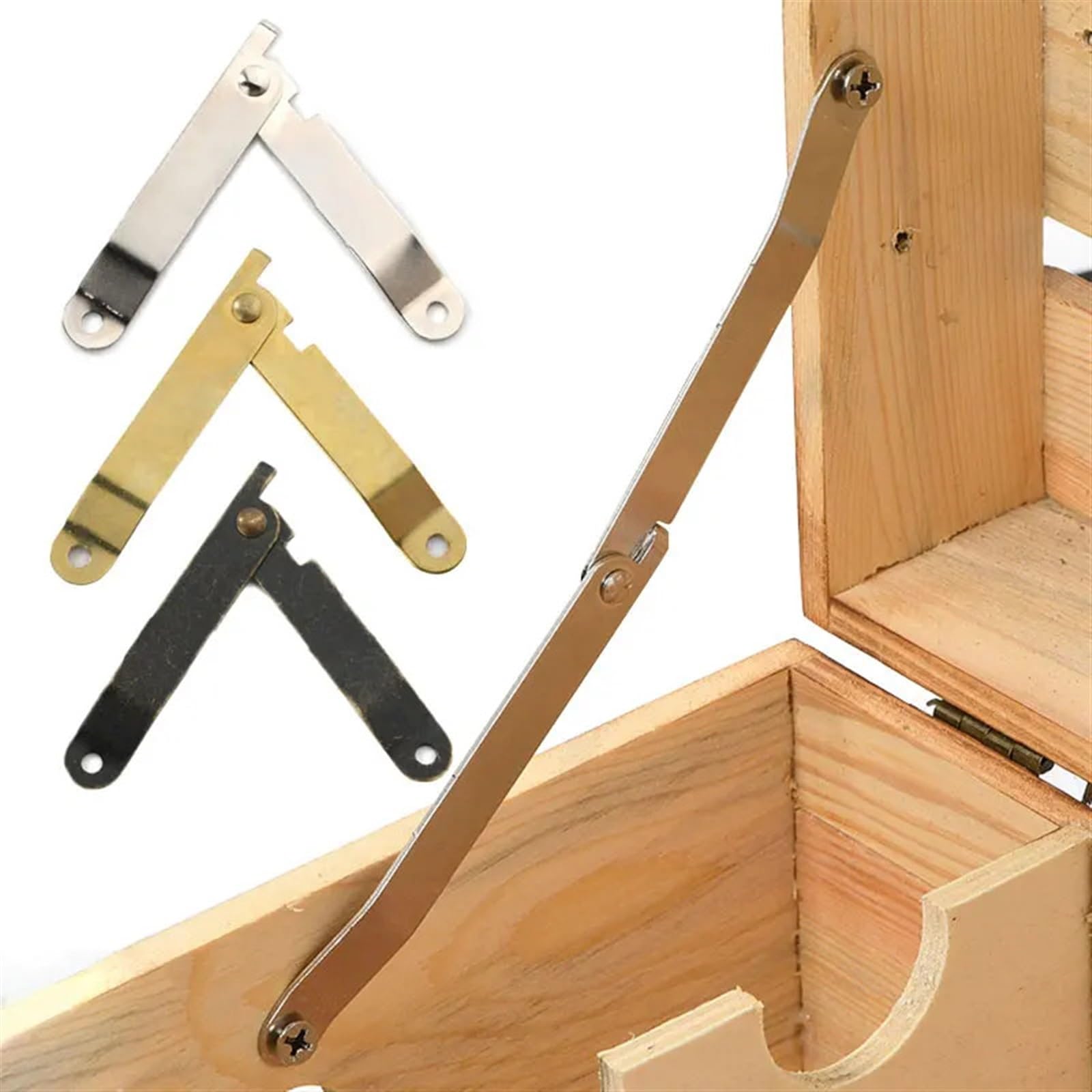 YMUGUEGH 2pcs Lid Support Hinges Bronze Wooden Box Positioning Tripod Furniture Hinge Hardware Bracket Cabinet Door Accessories(Furniture hinge 9)