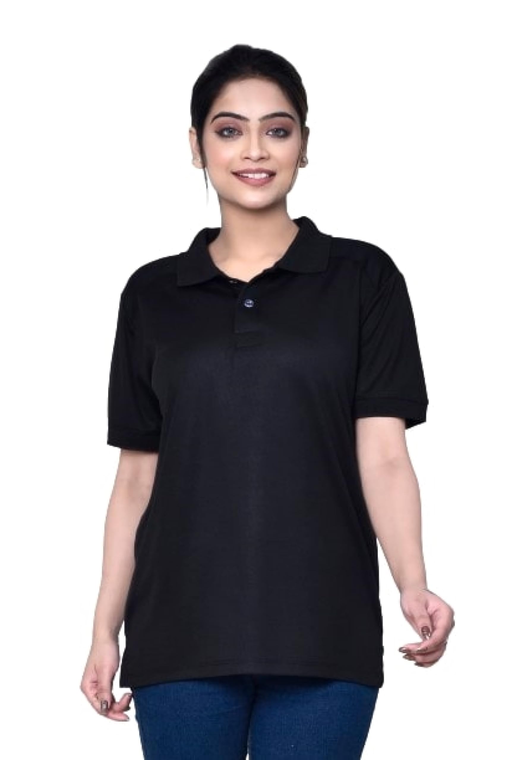 RAPL Bharat Women's Casual Regular Fit Solid Collar Neck Microfilament T-Shirt with Half Sleeve I Comfortable and Breathable Polo T-Shirt Multicolor, Size- S to XXL