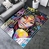 Black Art African American Afro Girls Home Decor Large Area Rugs for Boys Girls Kids Bedroom, Polyes