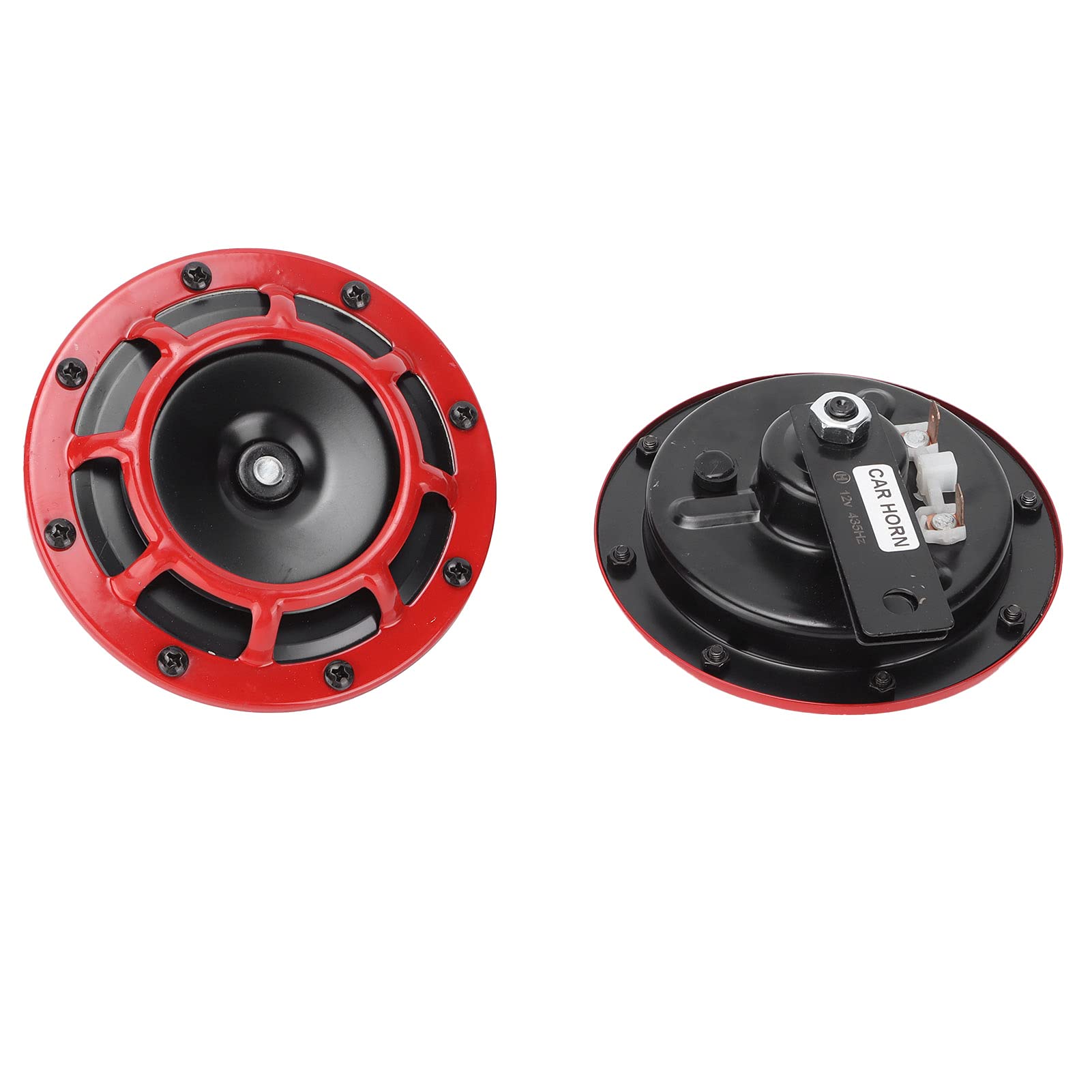 Generic Para Czerwonych, Głośnych Klaksonów Elektrycznych Super Tone do Samochodu Ciężarowego Motocykla, Trwałe Klaksony ze Stopu Stali 12 V 139-170DB Uniwersalne do Jazdy Terenowej