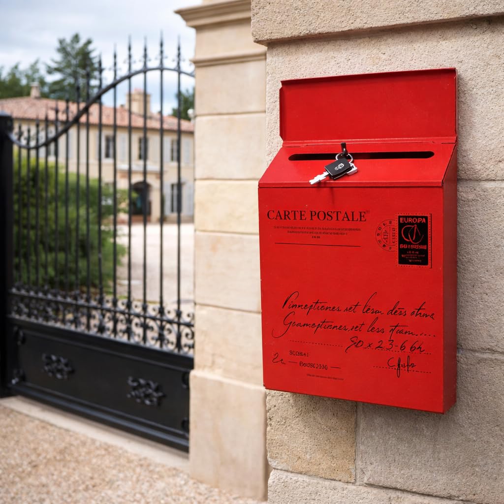 Boîte aux Lettres Murale verrouillable, Grande capacité, Multicolore, Style rétro, en métal, idéale pour la Maison, Le Bureau ou l'école.