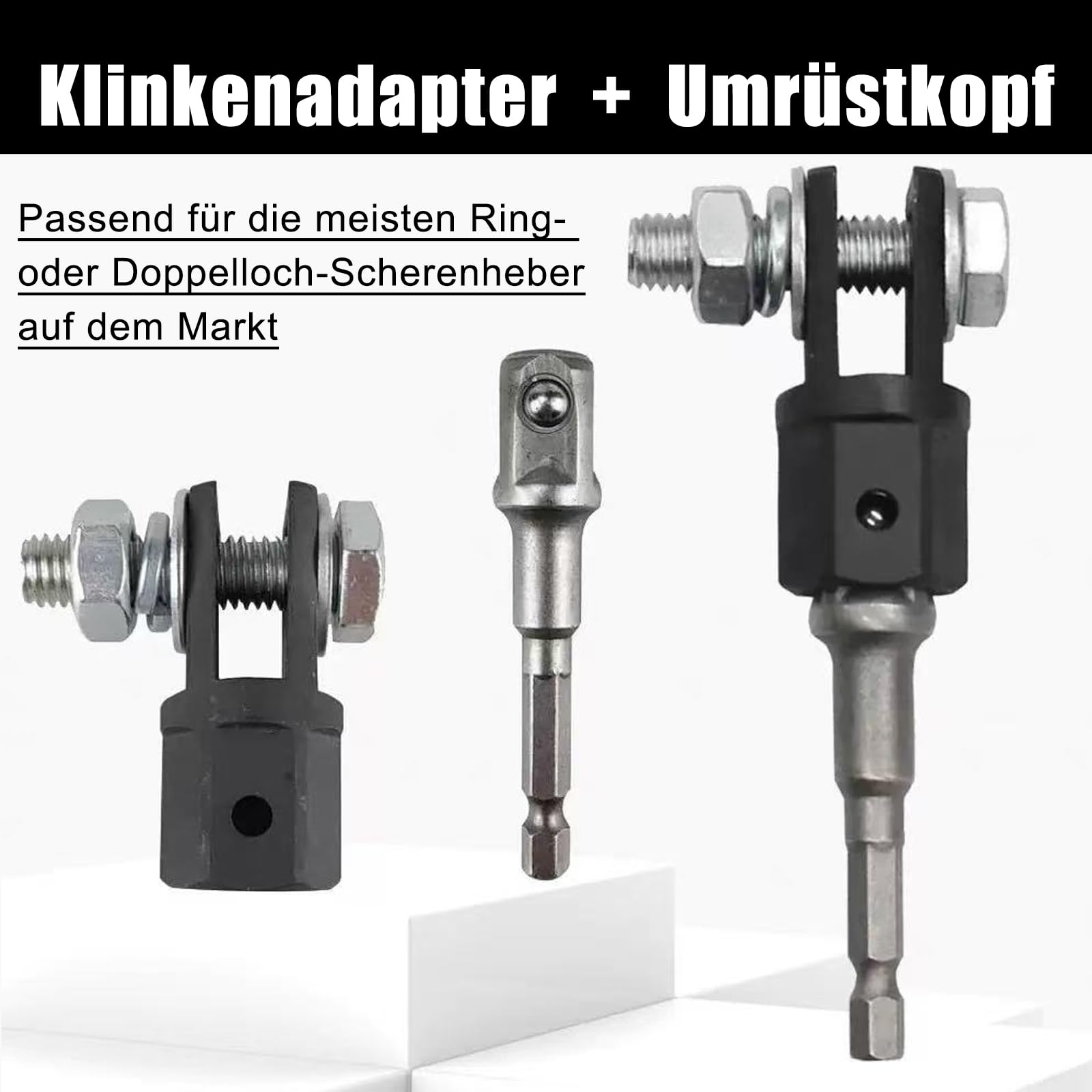 Scherenwagen-Adapter 1/2 Zoll – Für Schlagschrauber & Steckschlüssel, Chrom-Vanadium-Stahl, Erleichtert Heben & Senken