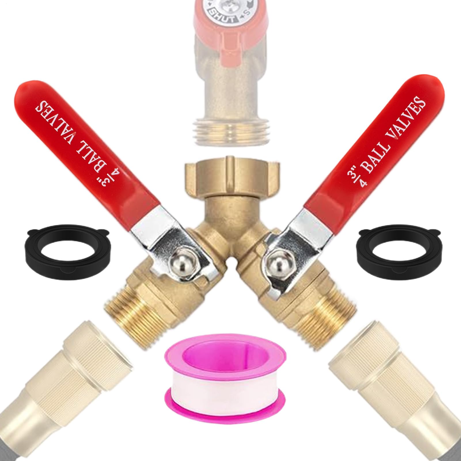 Répartiteur de robinet pour double tuyau d'arrosage et adaptateur 1,9 cm contre le manque de sorties