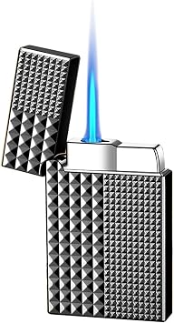 Windproof Straight Jet Blue Flame Lighter, Portable Lighter, Langsheng Lighter, Adjustable Flame Size, Recyclable Butane Gas Filling, Suitable for Personal use and Gift Giving.A
