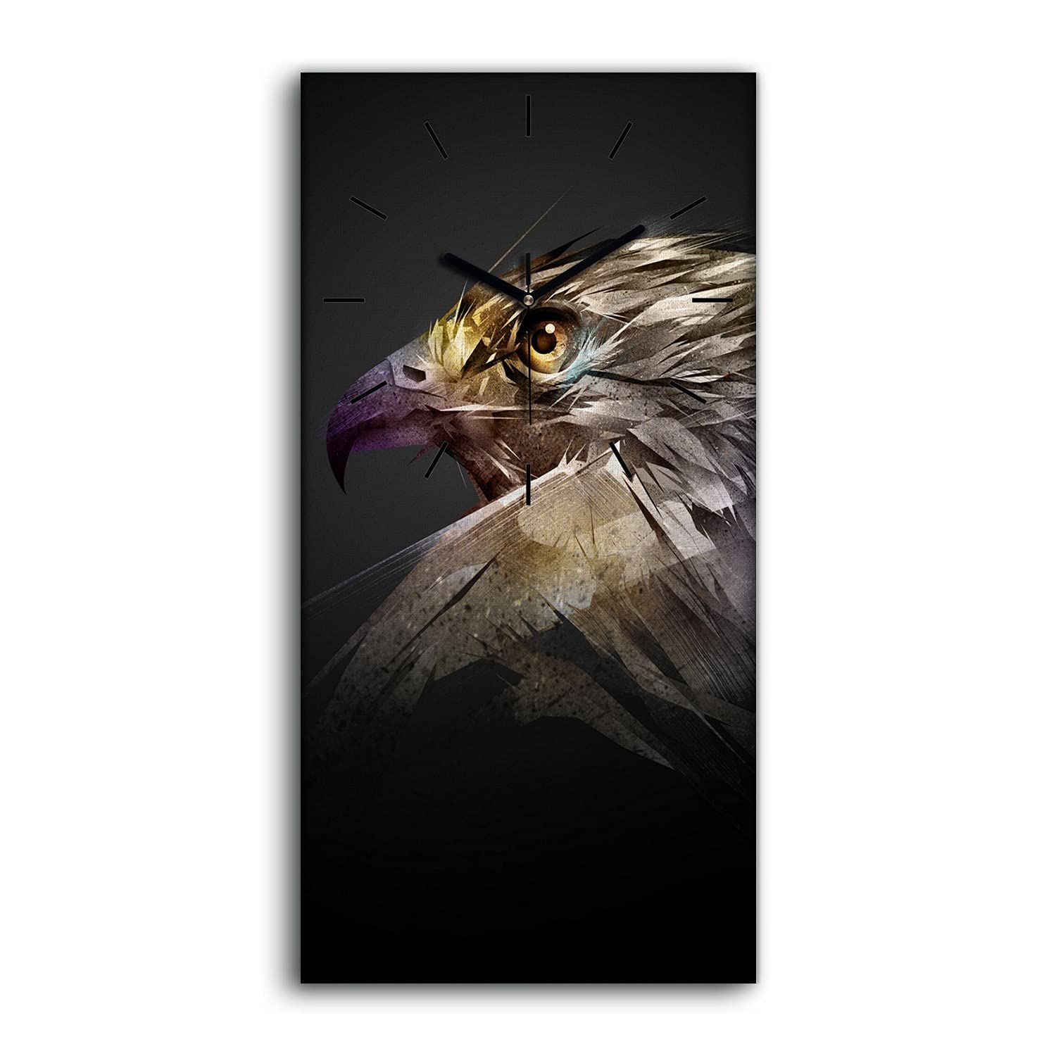 Horloge sur Toile Aigle 30x60cm - Pendule Murale Silencieuse Salon