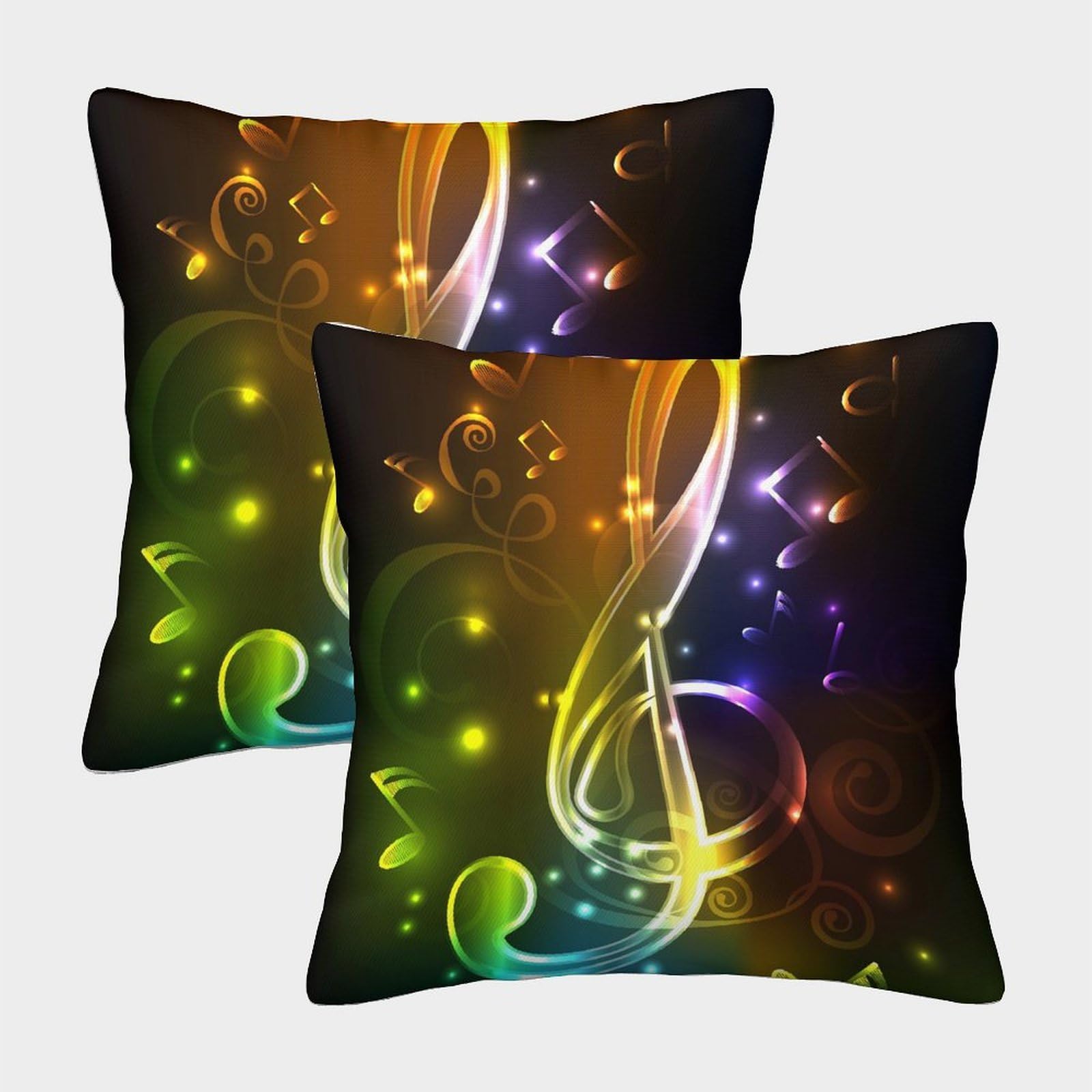 QFVANSIYO Art Decor 3D Printed Musical Note Pillowcase Microfiber Bedroom Bedding Vibrant Music Pillow Cover Adults Teens 40x40cm