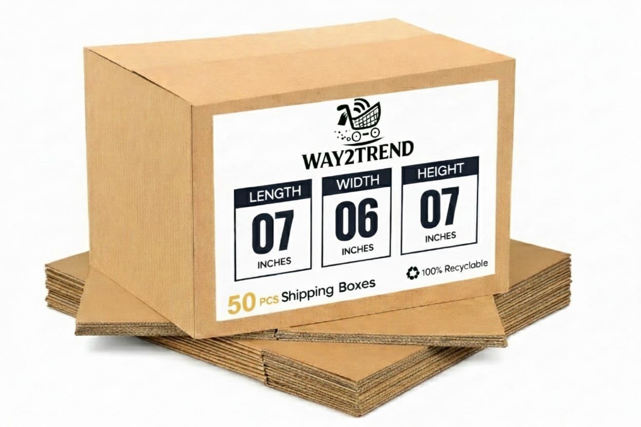 5 Ply | Pack of 50 | 7"X 6"X 7" inch | Corrugated Cardboard Boxes for Moving and Storage | Brown | Shipping Cartons for Home Shifting and Courier Packaging-image-29
