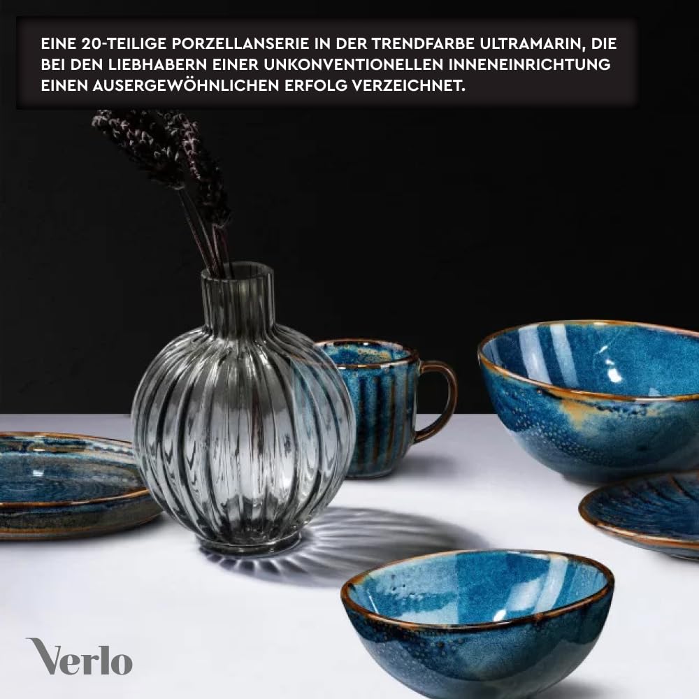 Verlo DEEP Blue Kaffeetasse 240 ml Cappuccino Tasse Tasse aus hochwertigem Porzellan Ideal für Espresso und Tee