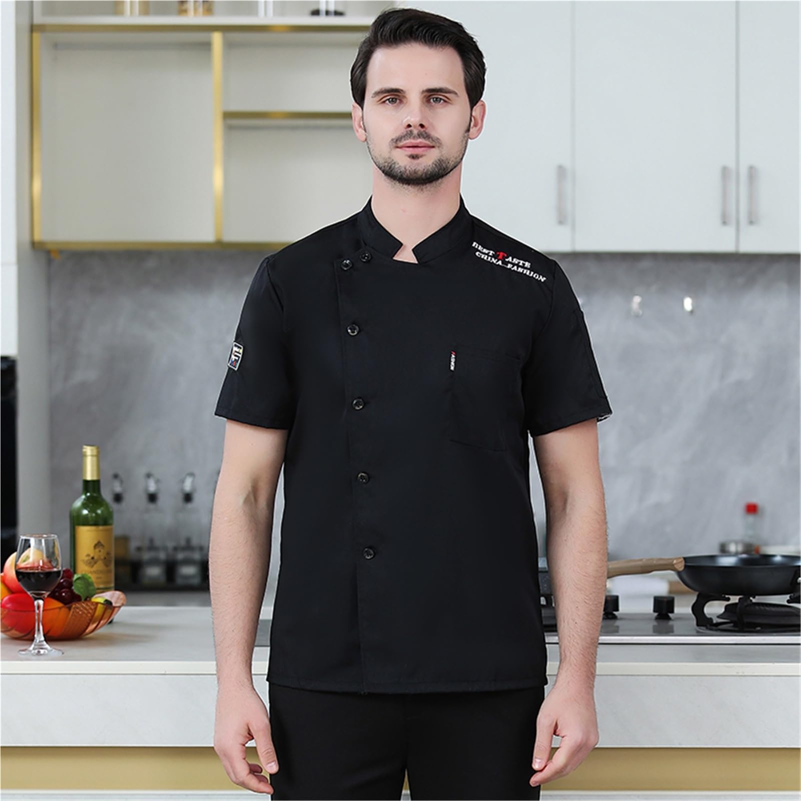 Giacche da Chef Uomo, Camice da Chef Professionale a Manica Lunga Divisa da Cucina Traspirante e Leggera, Uniforme da Lavoro per Ristorante Hotel Catering Resistente e Comoda