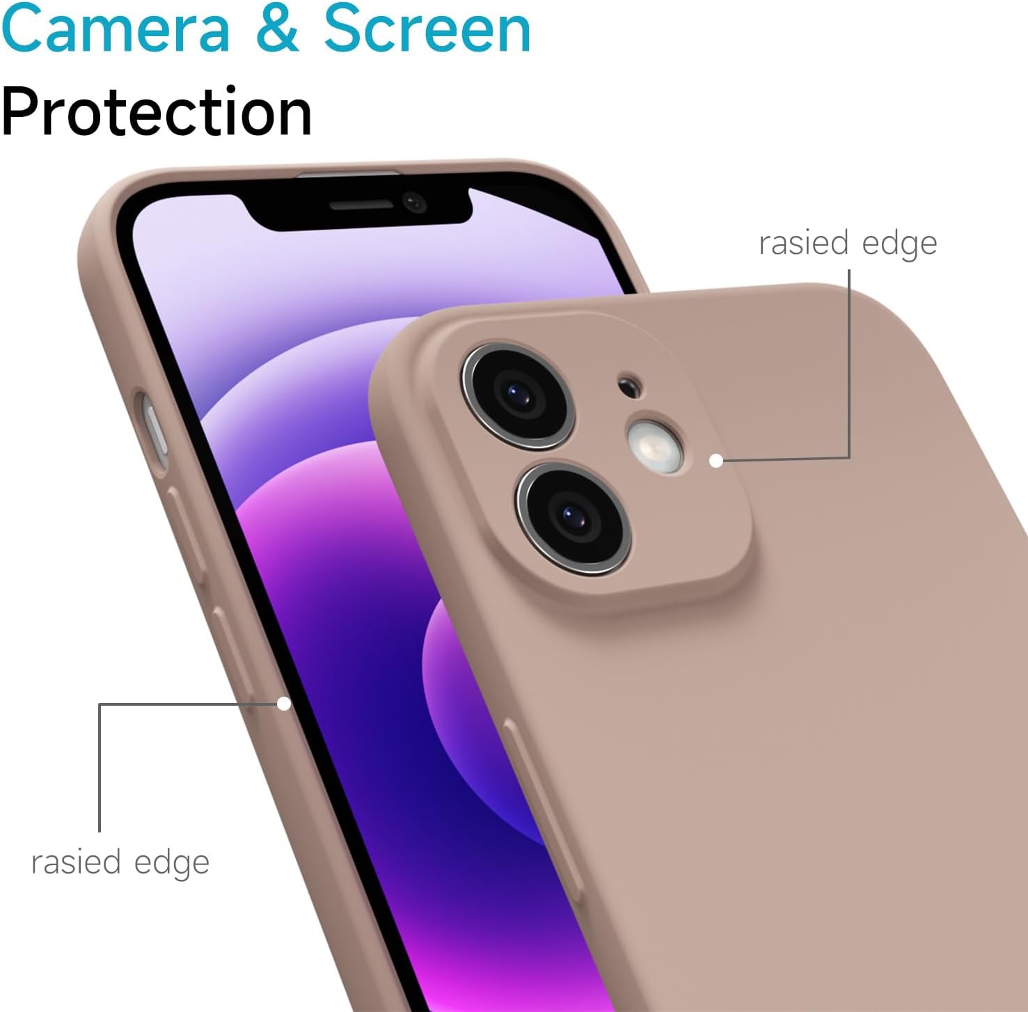 oakxco for iPhone 12 mini Case Silicone, Ultra Slim Thin Phone Case for Women Girls, Plain Solid Color Minimalist Aesthetic Cute Girly Design, Soft Rubber Gel TPU with Camera Cover, Brown Fall image 4