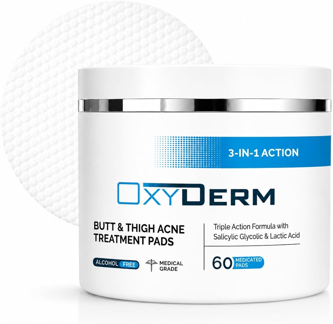 Butt & Thigh Acne Treatment Peel Pads- Exfoliating Treatment Pads to Eliminate Acne Causing Bacteria. Removes Pimples, Blemishes & Ingrown Hairs for the Buttocks & Thigh Area for Both Men & Women.