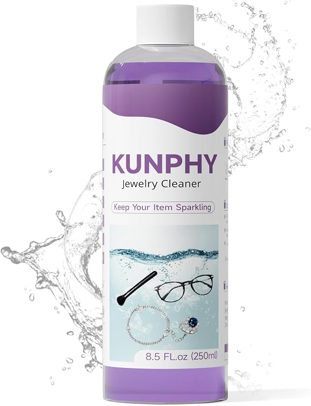 KUNPHY Upgraded Jewelry Cleaner, New Formula for All Ultrasonic Cleaners | 8.5 oz(250 ml), Enhanced Cleaning Effect, Multi-Purpose for Silver, Gold, Rings Diamond and Eyeglass