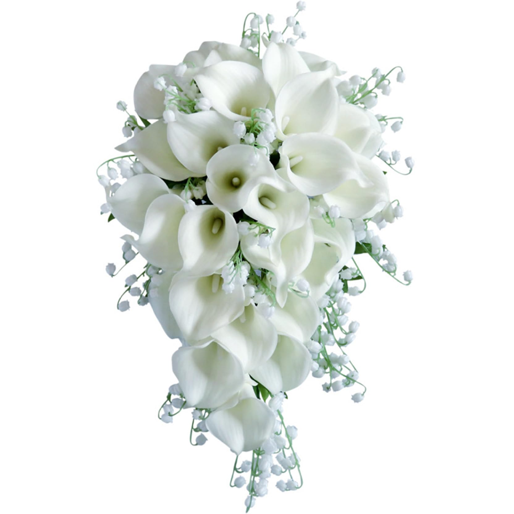 Faticenic Bridal Bouquet with White Calla Lilies - Realistic Wedding Bouquet for Bride, Elegant Cascading Silk Flowers for Ceremony & Home Decor, Bridal, Bouquets for Bride