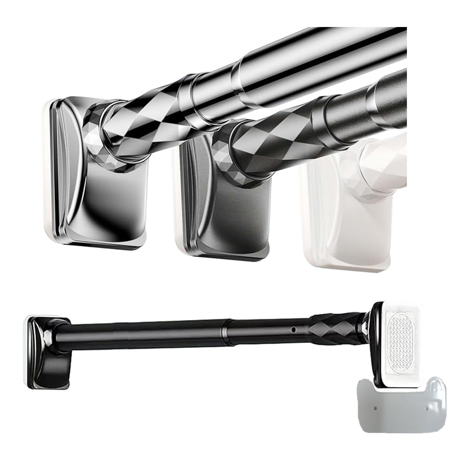 Heavy Duty Tension Curtain Pole No Drilling,Spring Tension Rods Shower Curtain Rod,Adjustable 16 To 196 Inch,Expandable Spring Loaded Curtain Rod,Doors And Windows,With Card Tray(Gray,310-400cm)