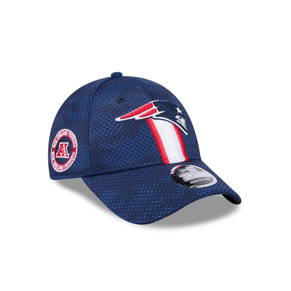 New Era New England Patriots NFL 2024 Sideline Blue 9Forty Adjustable Stretch Snapback Cap