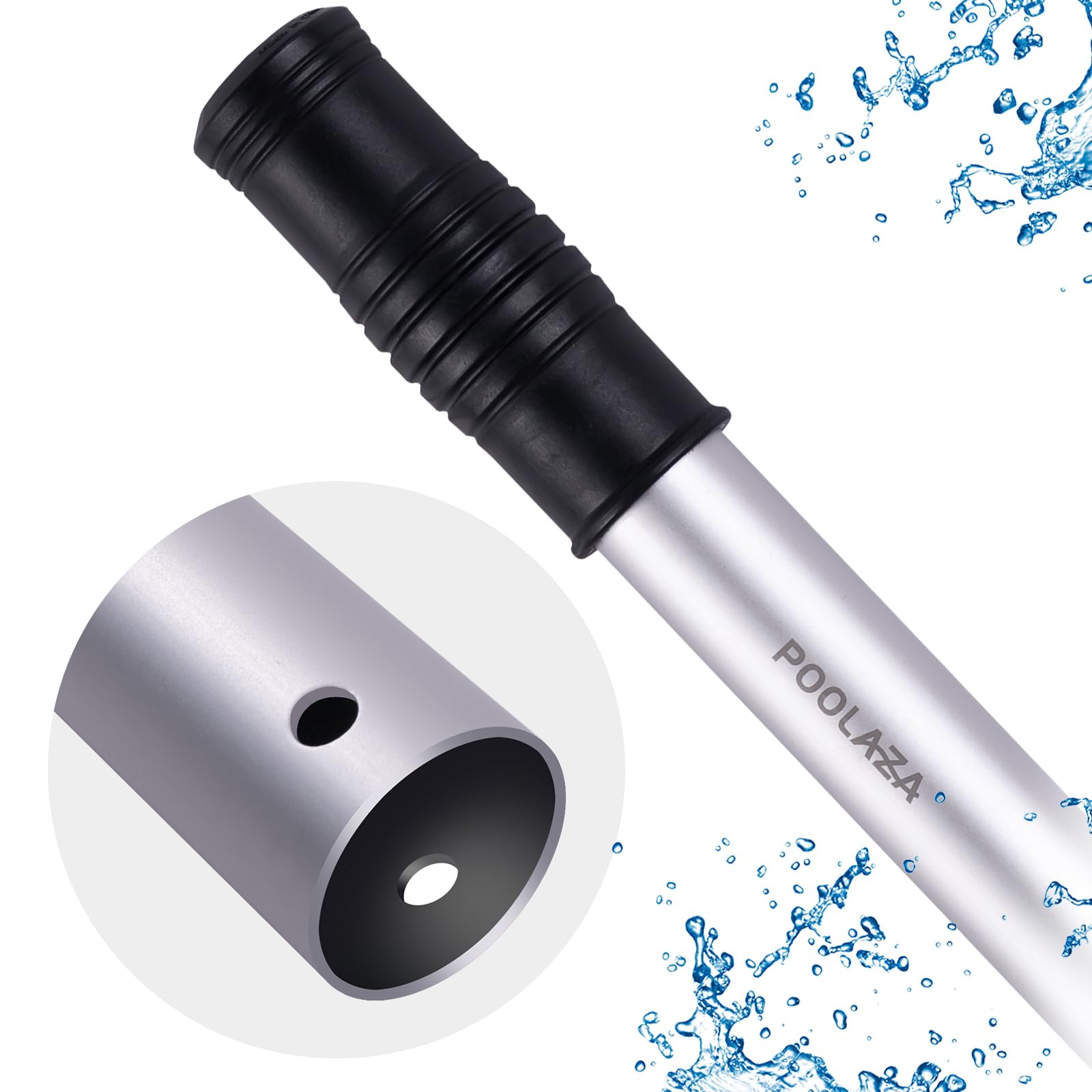 Pool Pole 16 Foot Heavy Duty, Detachable Swimming Pool Pole with User-Friendly Double Grip, Anodized Aluminum Pool Cleaning Pole, 4 Sections Super Sturdy Pool Poles for Cleaning