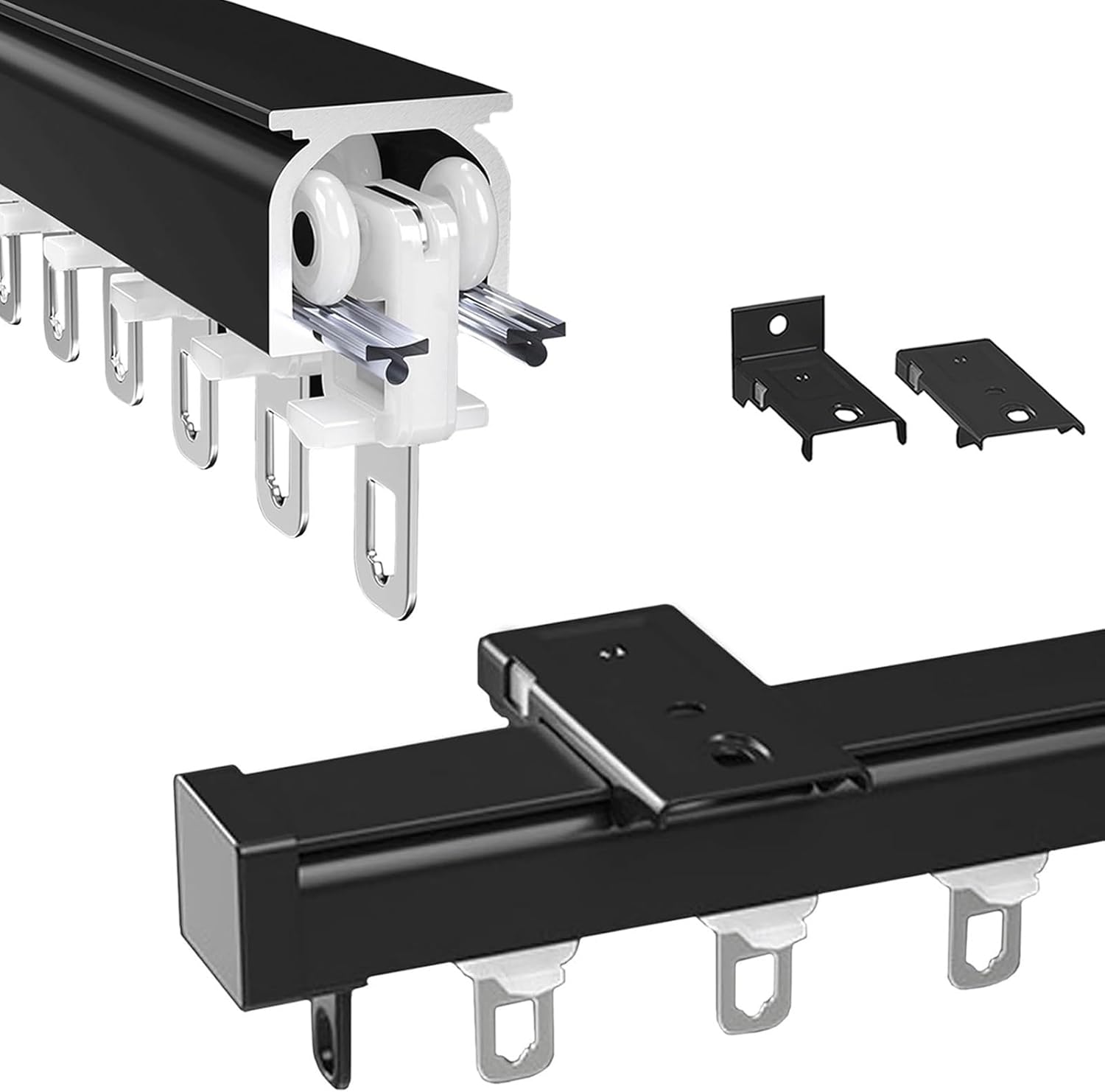 Ceiling Curtain Track Set 1.6-19.7ft, Heavy-Duty Room Divider Rod with Silent Rollers, Ideal for Living Room/Bedroom/Shower/RV - White, 3.4m (11.2ft)