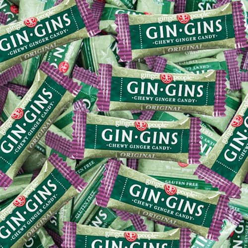 LJJ Gin Gins Original Ginger Chews, 2LB bag of Delicious Gin Gins Chewy Ginger Candy, Premium Chewy Ginger Candy for Nausea Relief and Comfort, Perfect Ginger Candy for Nausea Pregnancy and Travel