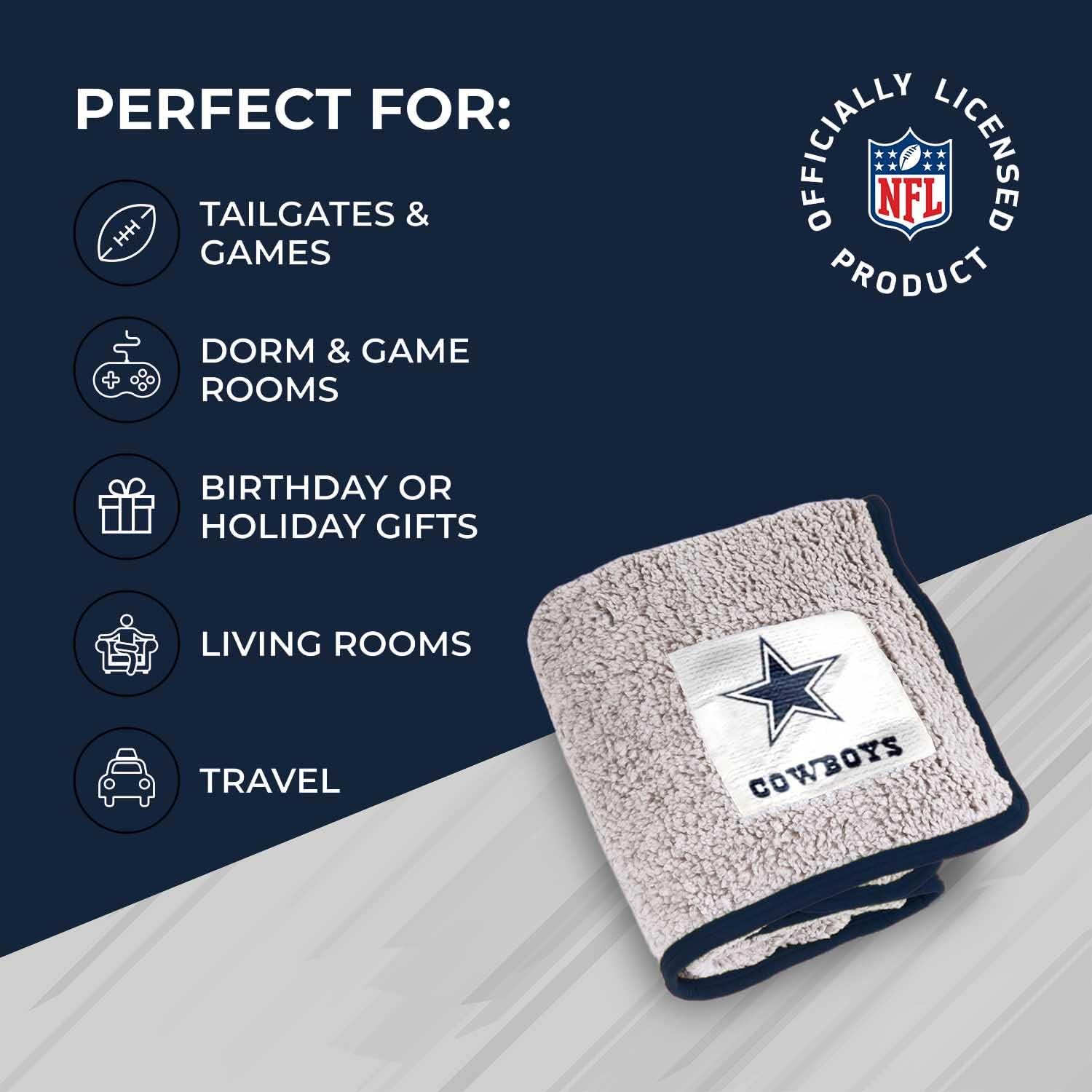 Northwest NFL Silk Touch Sherpa Throw Blanket - Soft & Fluffy - Great for Gamedays - 60" x 50" - Experience Ultimate Comfort (Dallas Cowboys - Navy) - Image 5