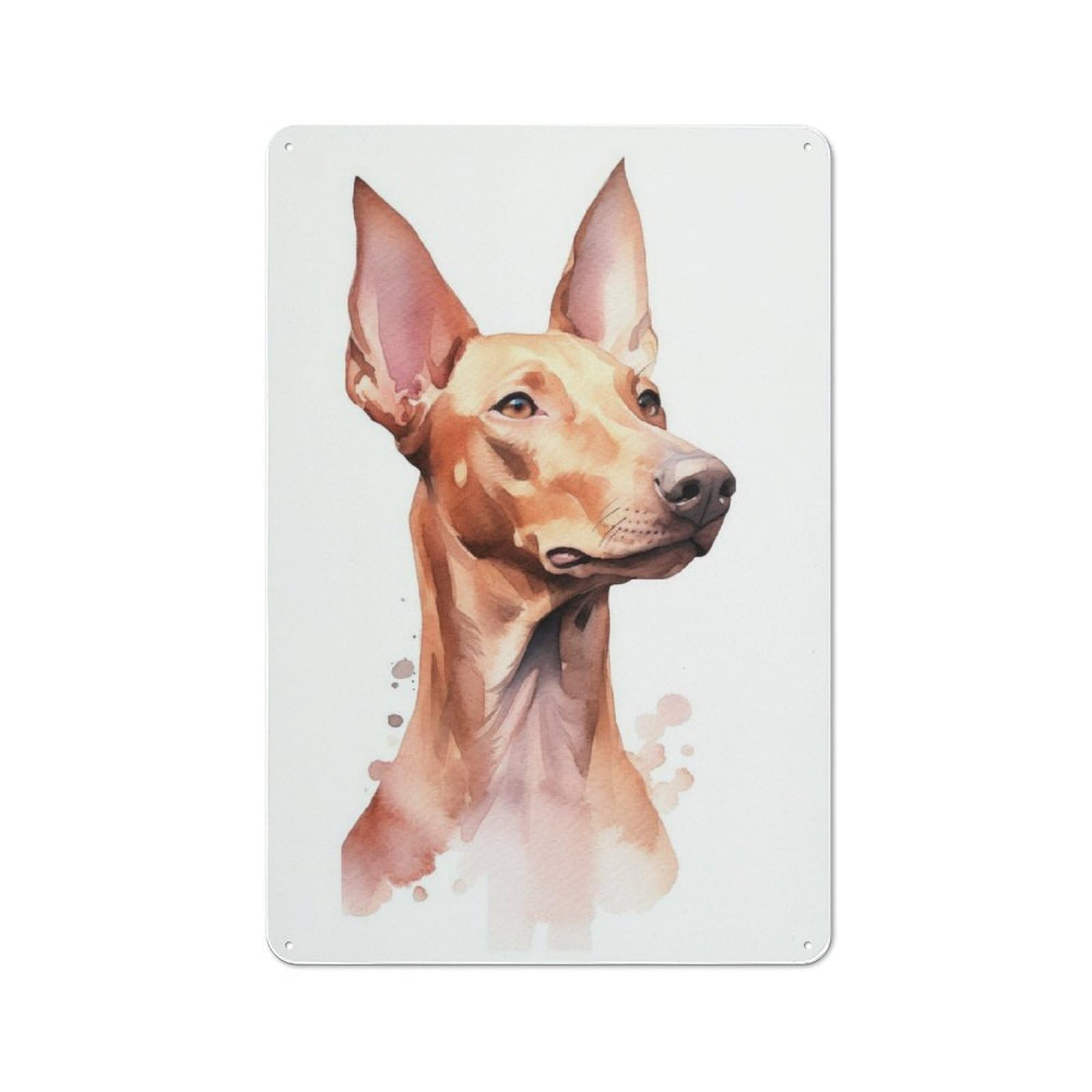 Junmoney Pharaoh Hound Watercolor Metal Wall Plaque 30X20cm, Vintage Nostalgic Wall Art For Bedroom, Office, Home Bar Or Dining Room