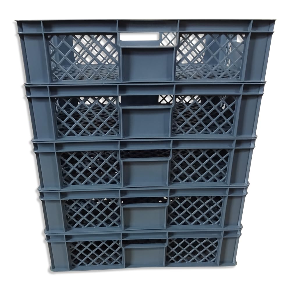 kanister-vertrieb® 5er SET Bäckerkisten 600x400x150mm, Bäckerkiste, Brotkiste, Brotkörbe, Brötchenkiste, Aufbewahrungsbox offen, 60x40x15cm, Stapelbehälter, Eurobehälter, Stapelkisten grau