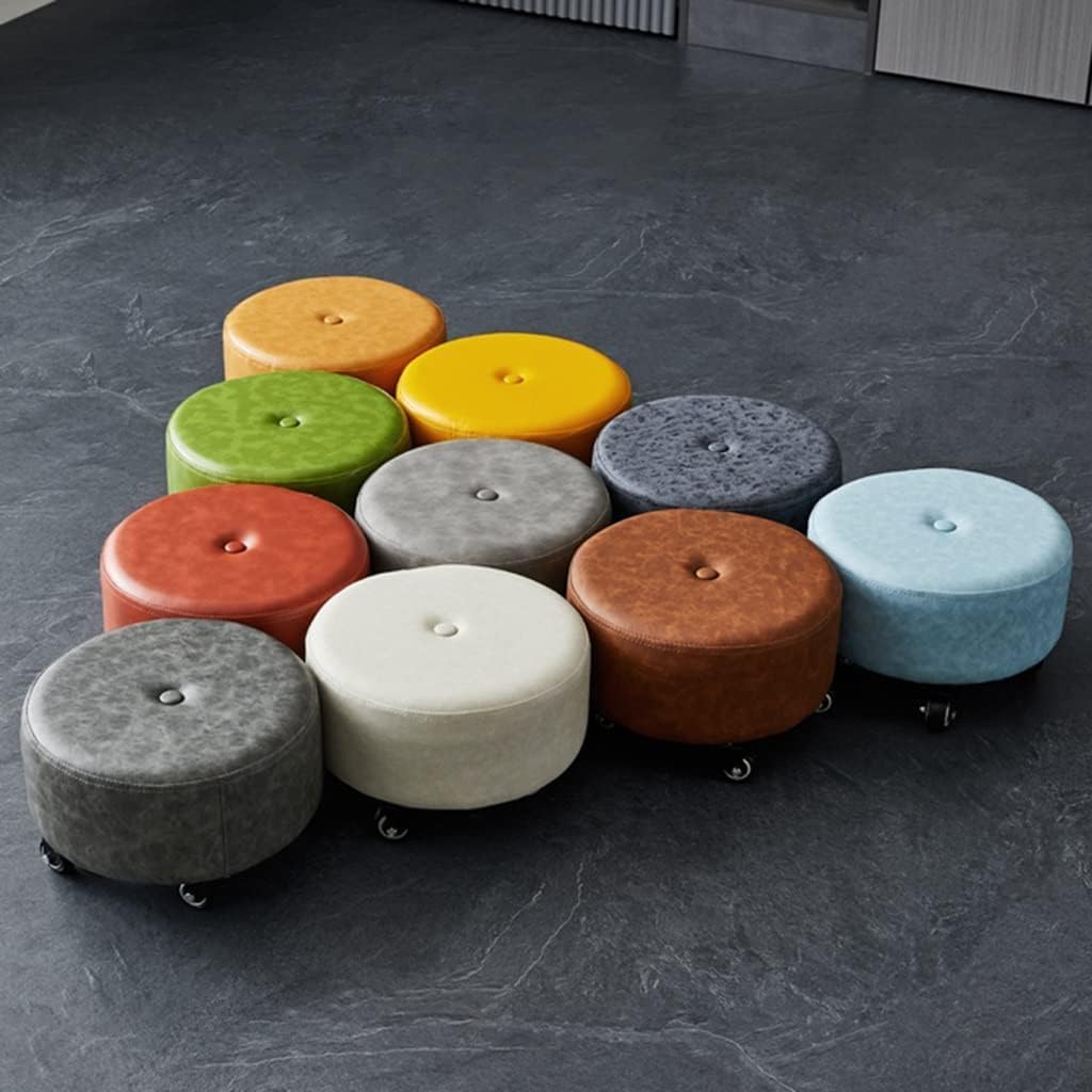 Rolling Stools Swivel Rolling Stool, Low Height Rolling Stool with Cushion & Wheels for Garage, Gardening, Home, Daily Party, I(4 Wheel), 28.5 * 18.5cm