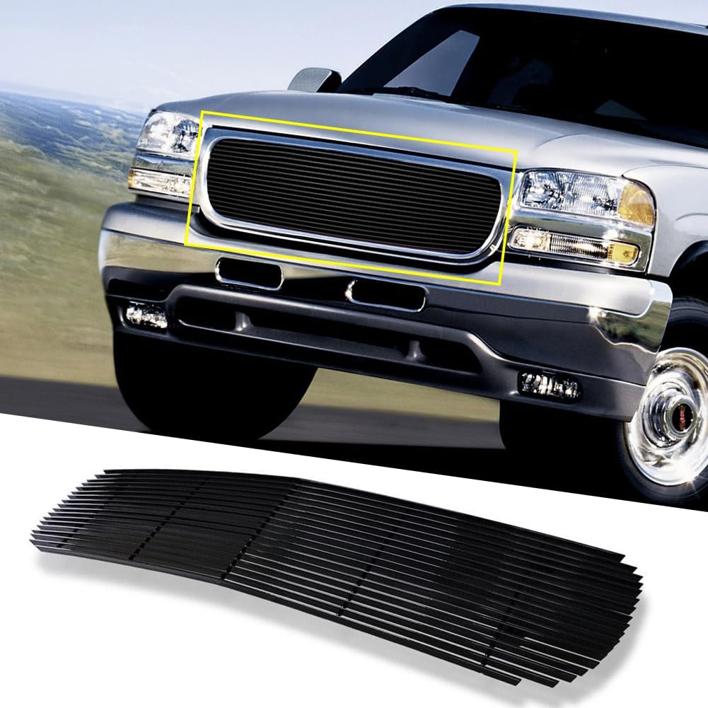 Front Grille Black Powder Coated Aluminum Grill Insert for 2001-2006 GMC Yukon/Yukon Denali/1999-2002 Sierra