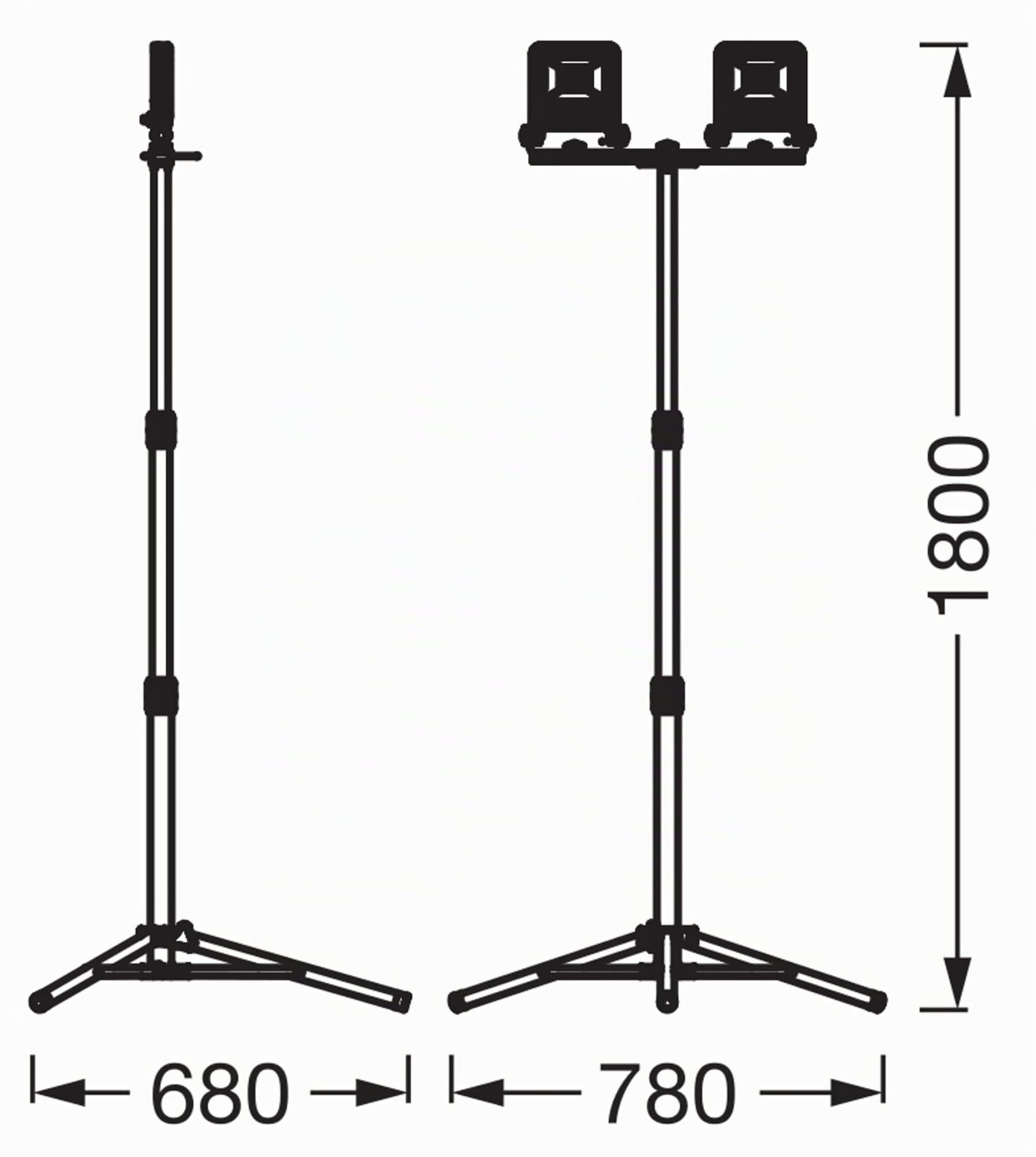 OSRAM Reflector de Construcción con Trípode LED 2x50W 4000K Gris | LED Worklight Tripod, Stand Luminaire and Ceiling Floodlight, Gris oscuro, 30000 h, Paquete de 1