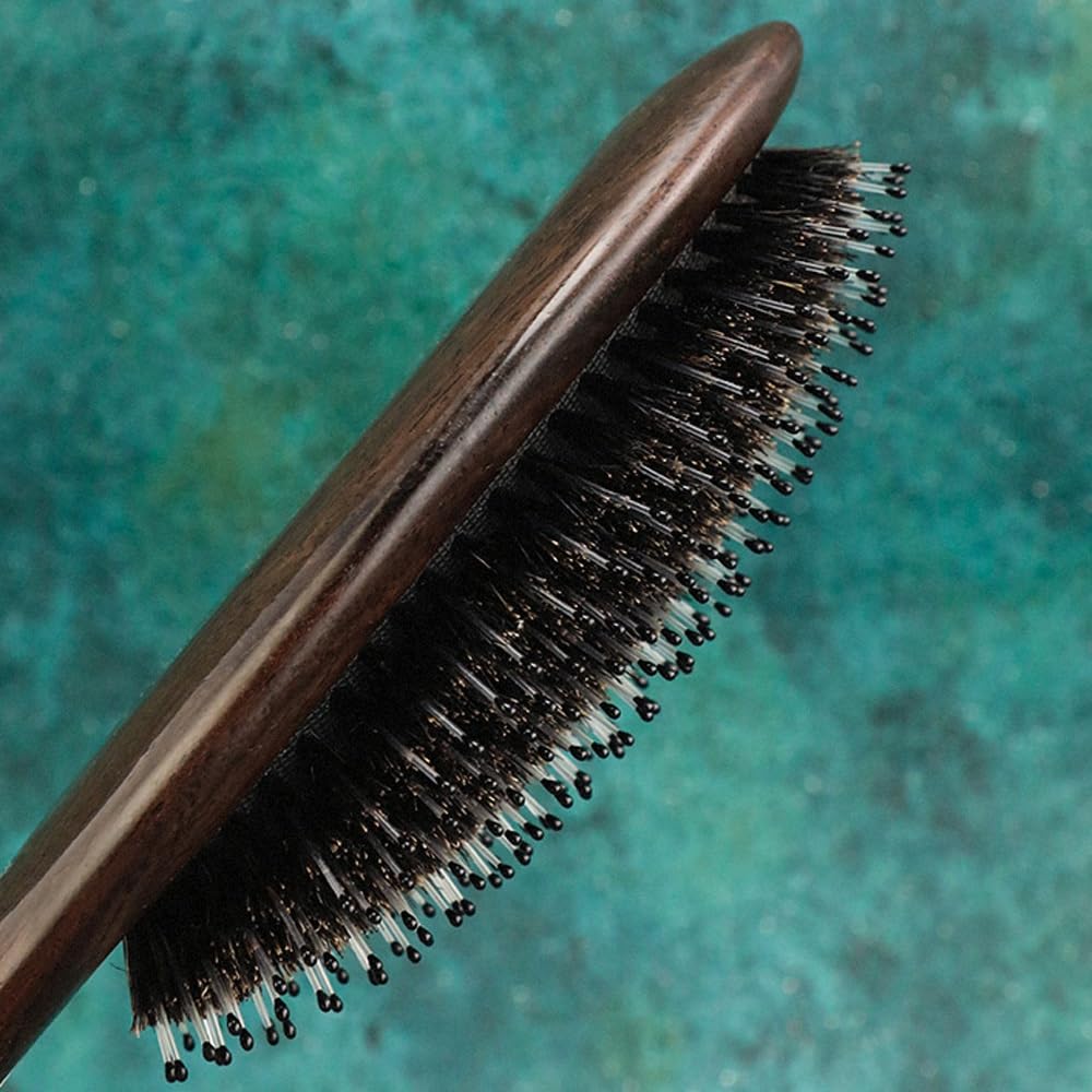 Cepillo para el cabello, cepillo de cerdas de jabalí 100% puras para mujeres y hombres, fino, largo, rizado o cualquier tipo de cabello, restaura el brillo y la textura y hace que el cabello