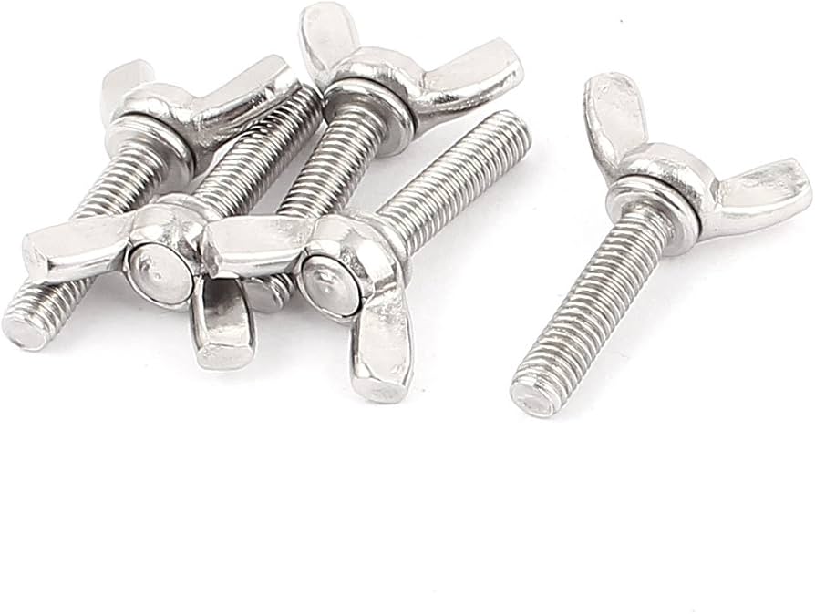 uxcell® M6x25mm 1.0mm Pitch 304 Stainless Steel Butterfly Wing Screws 5pcs