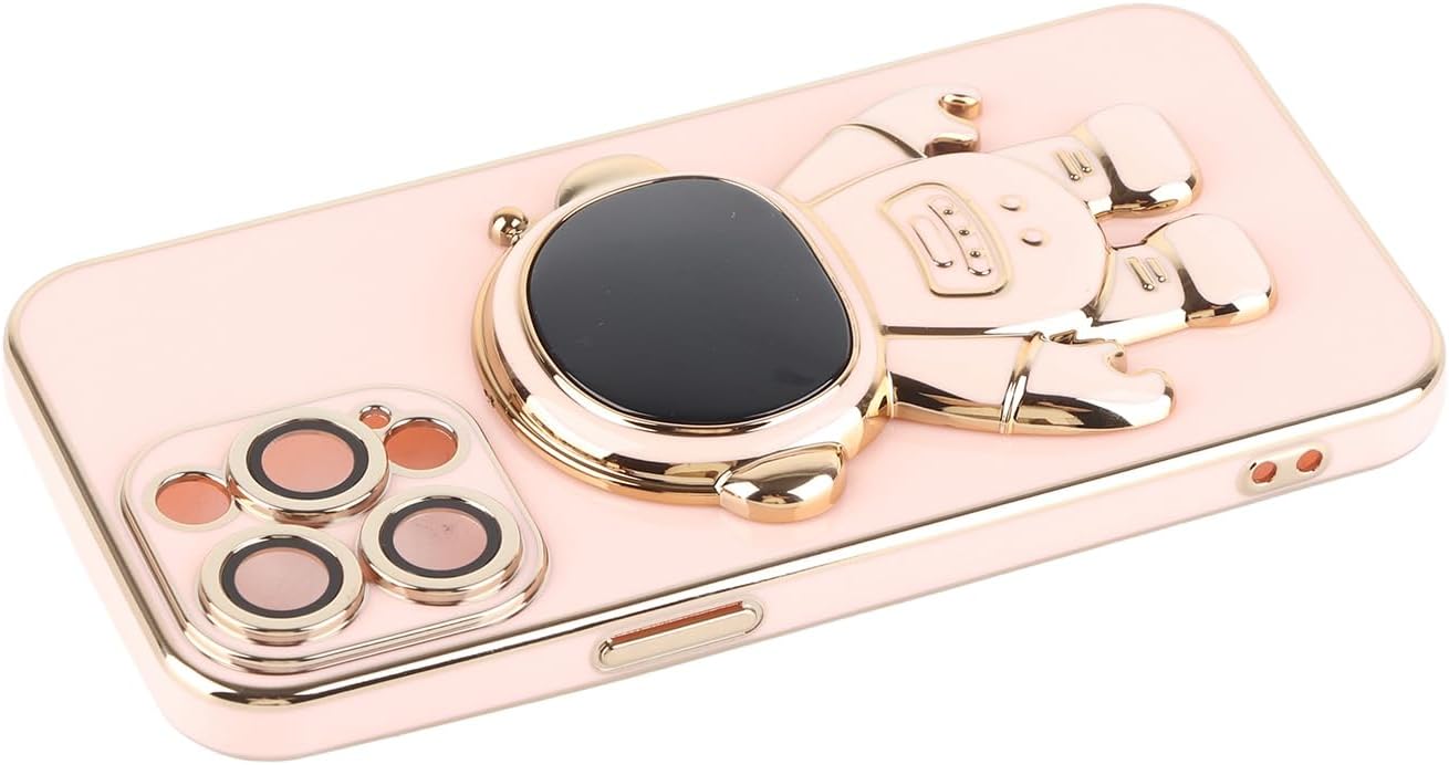 Electroplating Phone Case with Hidden Stand Stylish Design for Perfect for Daily Use - TPU Material Black (Pink #59)