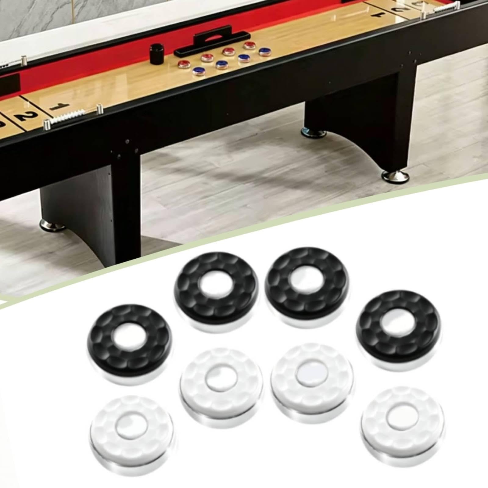 8 Shuffleboard Pucks, Familienspiel, Mini Brett, Rollend, Edelstahl, Leicht, Geeignet für Kinder, Schwarz-Weiss